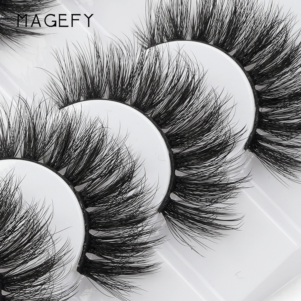 Magefy 8 Pairs 3D Natural False Eyelashes/Thin Long Extensions Thick Curls False Eyelashes