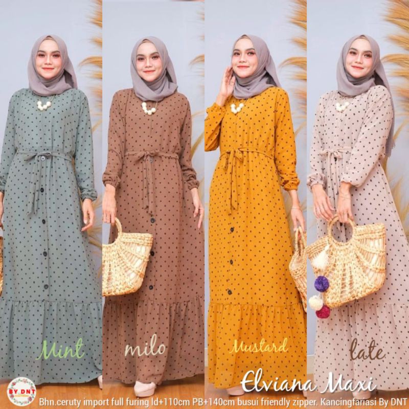 Polkadot Dress Cantik Bahan Ceruti