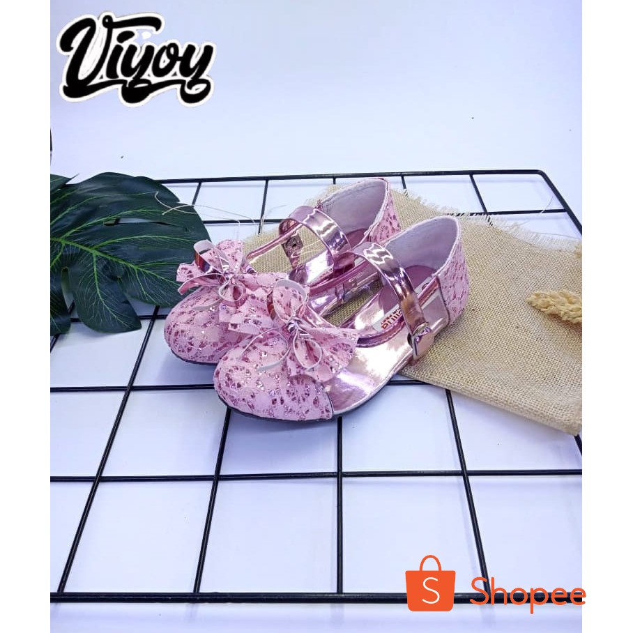Viyoy Sepatu Balet Anak  Model Brukat Mika Pita Flatshoes Terbaru