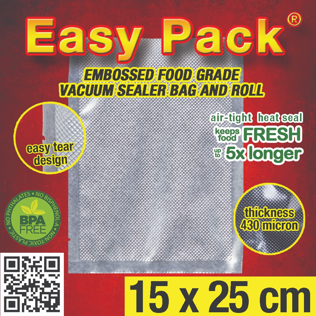 15x25 100 PCS EASY PACK PLASTIC VACUUM EMBOSSED PLASTIK VAKUM EMBOSS VACUM EMBOS SEALER MAKANAN