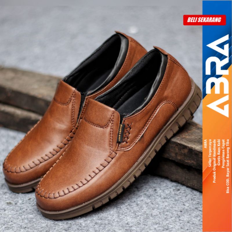 Sepatu Slip On Pria Casual Formal Kulit Pu Kerja Kantor BLENO ABRA