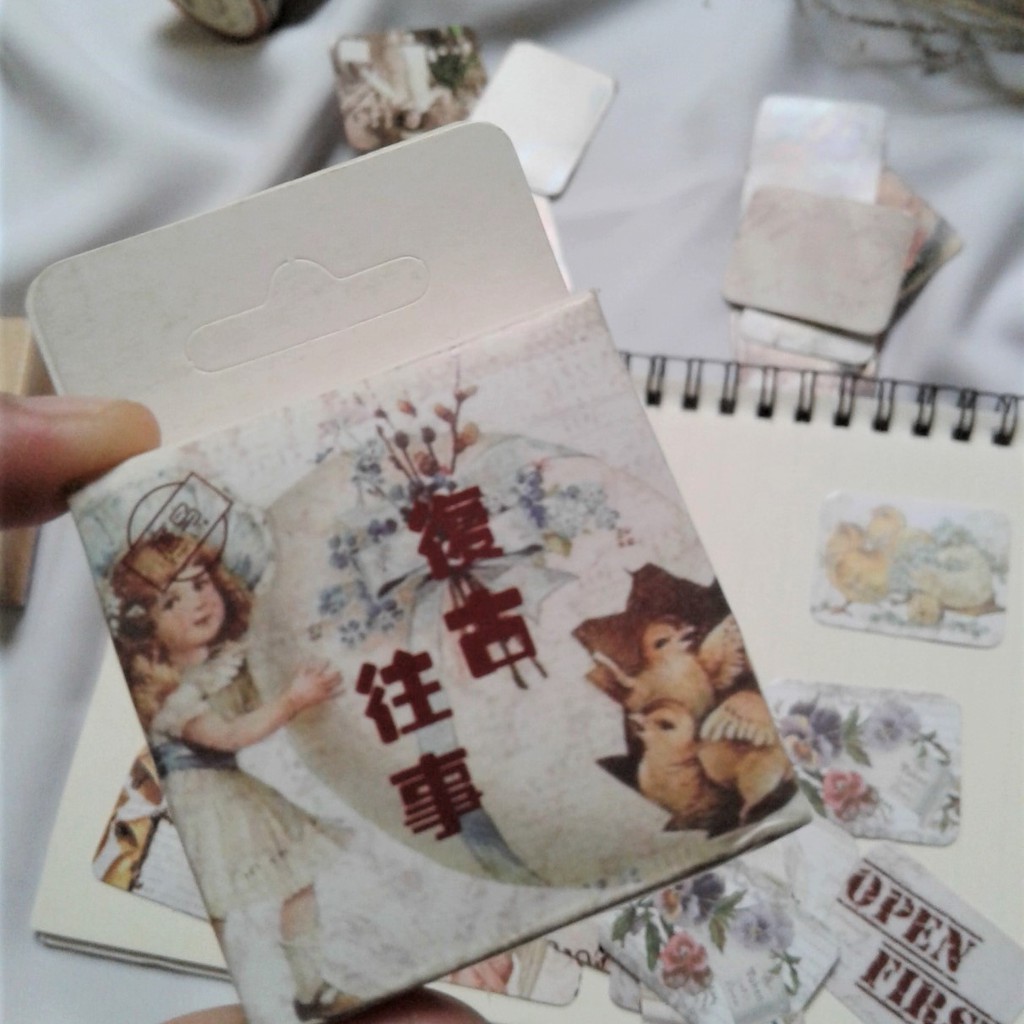 

45 Pcs Stiker Aesthetic/Sticker Box Gaya Vintage Dekorasi Scrapbook Journal DIY