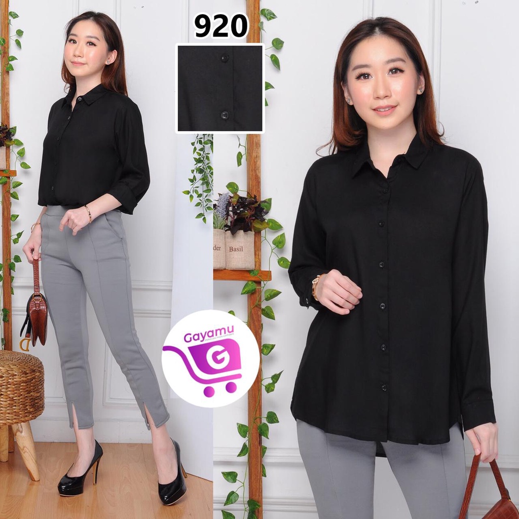 KEMEJA WANITA CASUAL LENGAN PANJANG LD 104CM-3