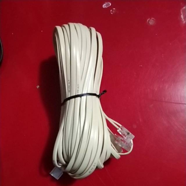 Kabel telpon rj 11 plus konektor 20m