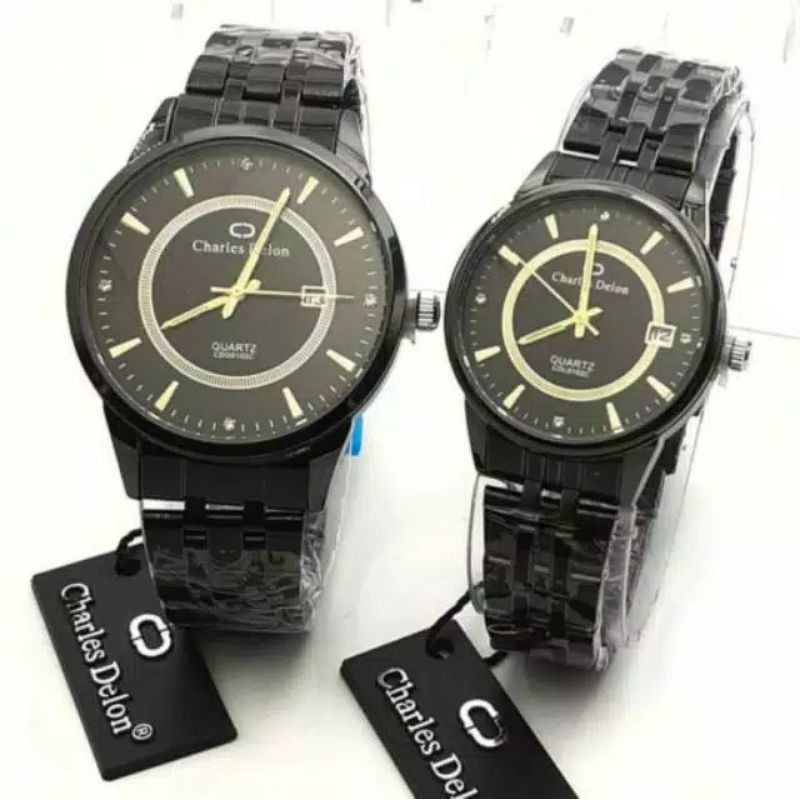 JAM TANGAN COUPLE CHARLES DELON RANTAI WATER RESISTANT