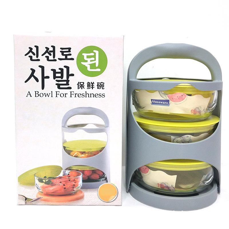 A Bowl For Freshness Glassware 3in1 Rantang Kaca 3 Susun Mangkok Trendy Kekinian Mangkuk Modern Lucu