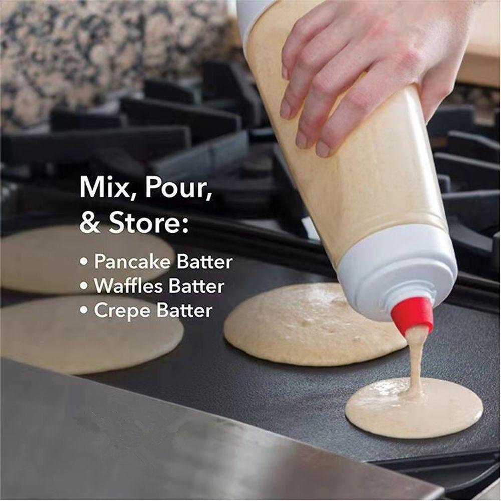 Top Batter Mixer Dispenser Perlengkapan Dapur Alat Dapur Pengaduk Adonan Mixing Push Type Multifungsi Batter Shaker Bottle