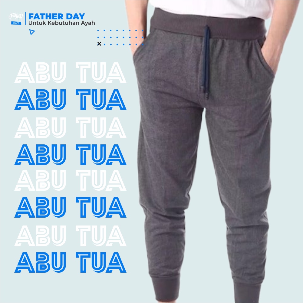 CELANA JOGER JOGGER TRAINING SANTAI KARET HYPEBEAST PRIA COWOK DEWASA 3/4 PANJANG HITAM-ABU TUA