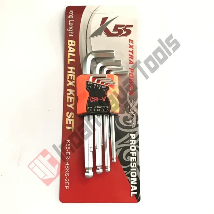 Kunci L Set 9 Pcs K55 Long Panjang Ballpoint
