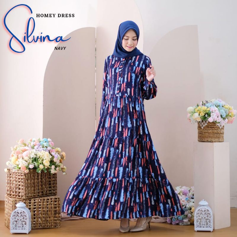 New - Homey Dress Salur Gamis Dewasa Murah Jumbo Bahan Katun Rayon Premium Nyaman Dipakai | Bisa Cod