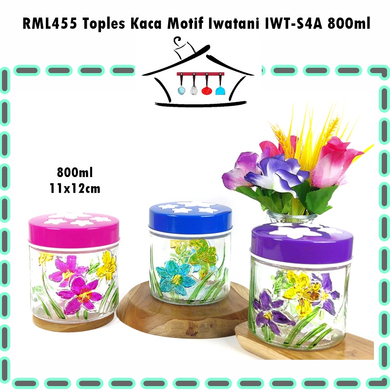 RML455 Toples Kaca/Toples Lebaran Motif Iwatani IWT-S4A 800ml