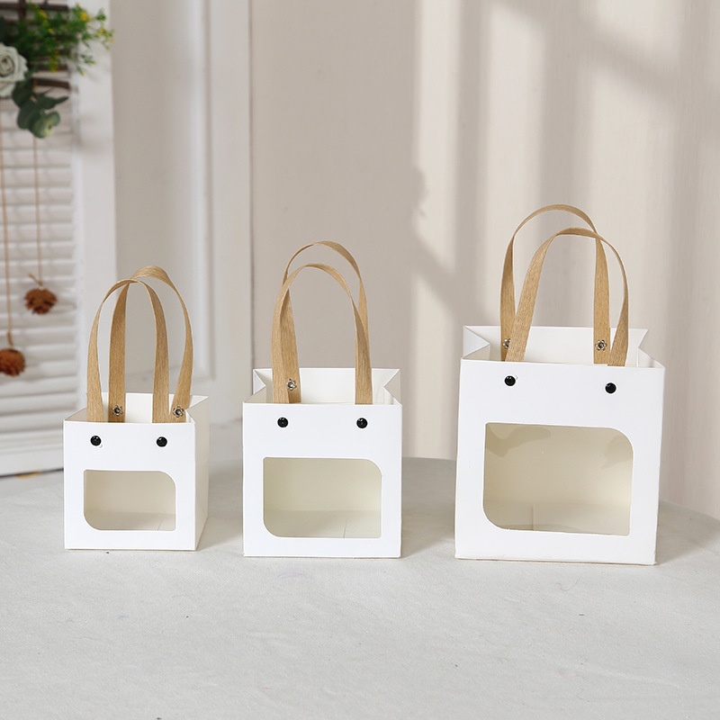 Transparent Soft PVC Gift Tote Packaging Bags with Hand Loop/ Clear Plastic Handbag/ 3 Sizes Cute Cosmetic Bag