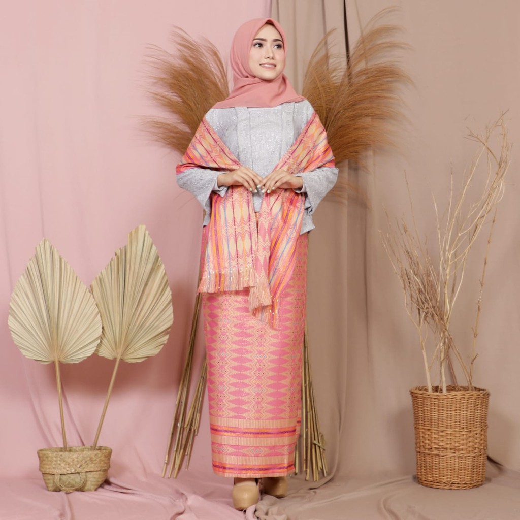 Jual OBRAL SALE SET SONGKET PINK DUSTY ROK DAN SELENDANG/SONGKET ...