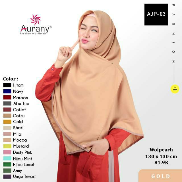 HIJAB SEGIEMPAT SYARI AJP 03 • AURANY  • 130 X 130 APL LIST