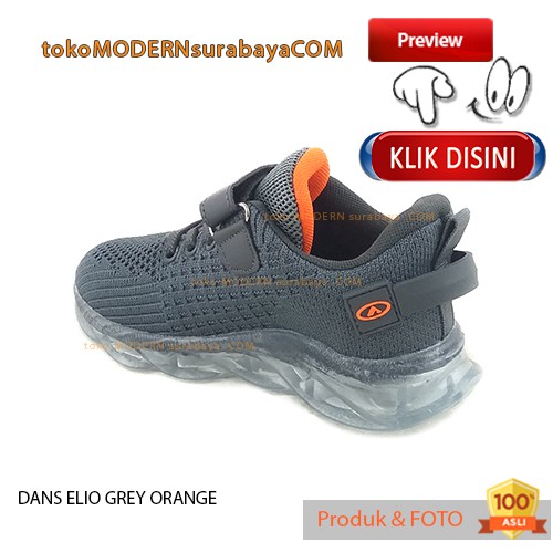 DANS ELIO GREY ORANGE Sepatu Anak Sepatu Sneakers Ringan