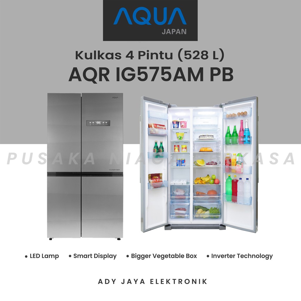 KULKAS 4 PINTU AQUA AQR IG575AM PB 528 L INVERTER