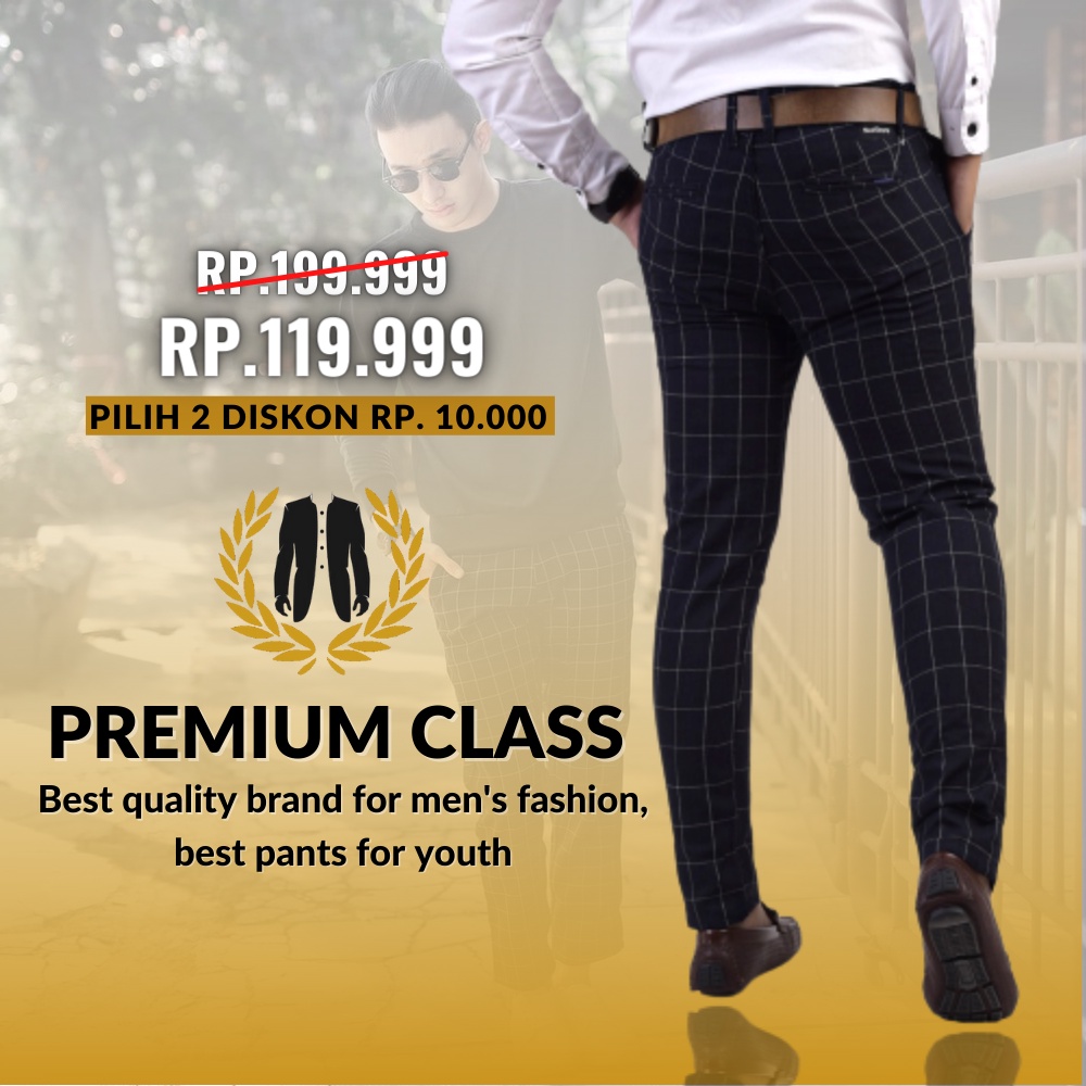 Tartan Pants Pria Celana Kain Pria Celana Cowok Celana Slim Fit Pria Celana Kantor Pria Slimfit Cela