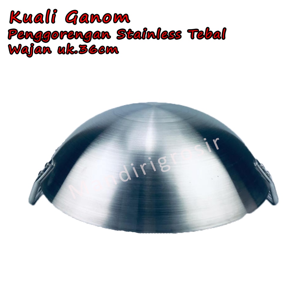 Wajan *Kuali Ganom * Penggorengan Stainless Tebal * 36cm