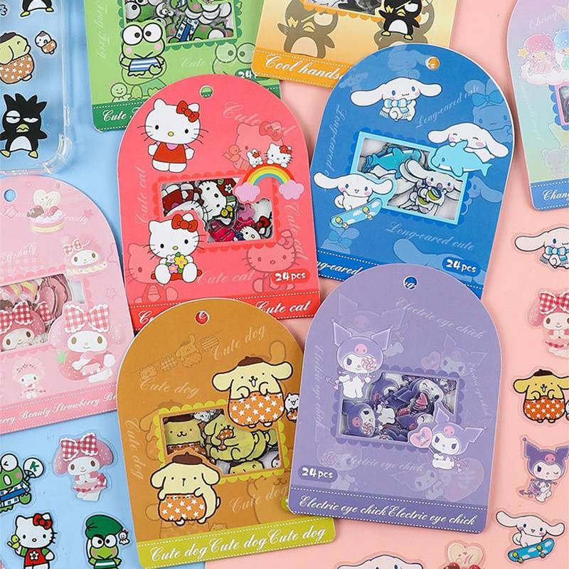 

24 waterproof sticker sanrio series kawaii diy bujo hp botol