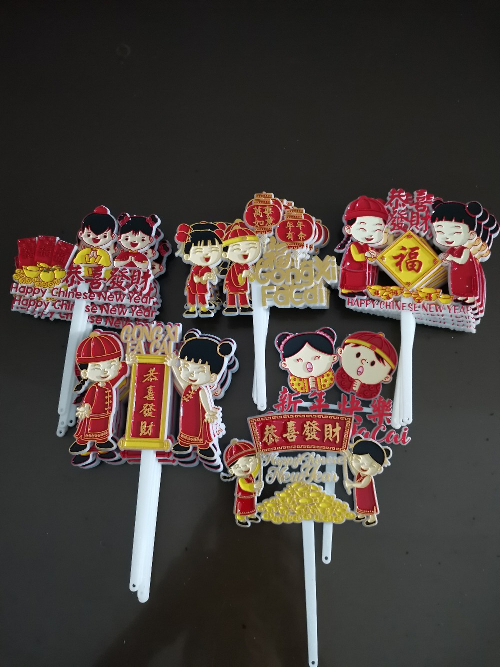 Ti-0121-a Topper Tulisan Gong Xi Fa Cai Chinese New Year Imlek Emas