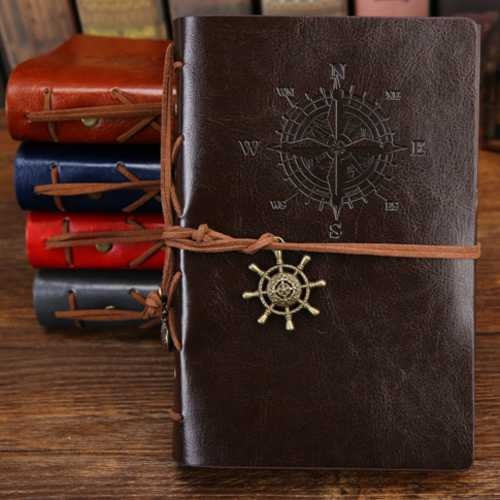Buku Catatan Binder Kulit Retro Compass Kertas A5-1