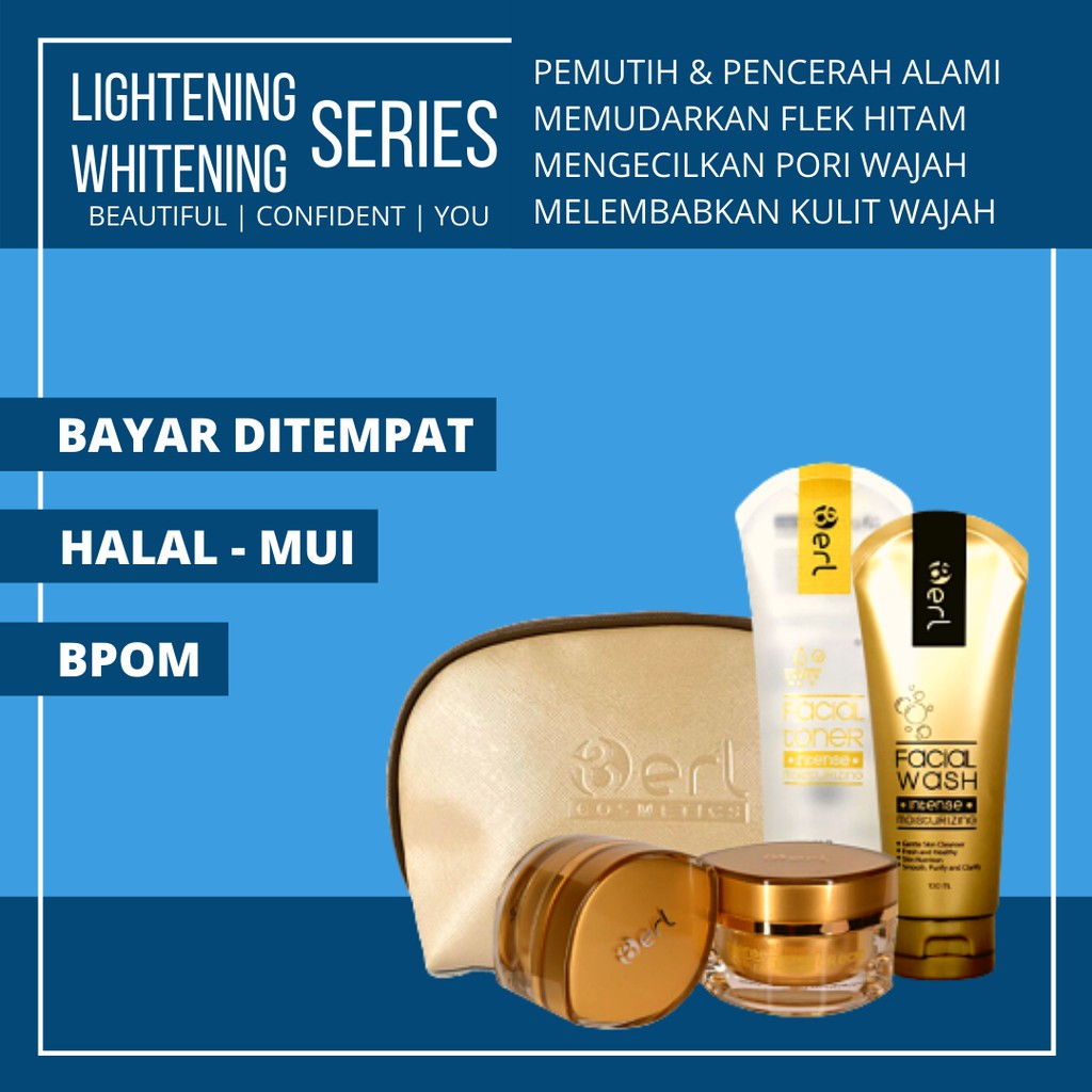 Paket Skincare Perawatan Kosmetik Kecantikan Wajah Aman Bpom B erl Lightening Series Pouch LSP
