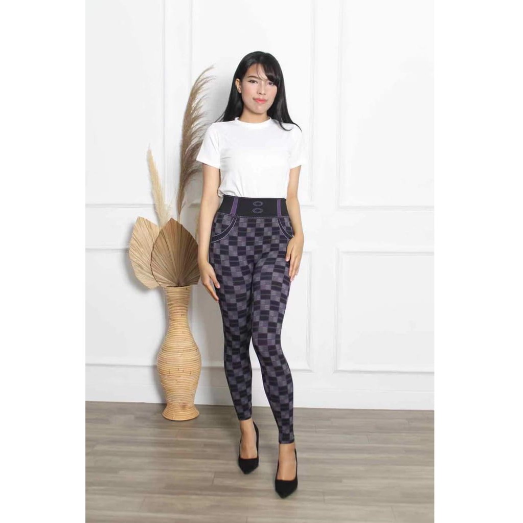 Celana / Legging Wanita Jumbo Fit to 75Kg HW Import Kotak Termurah Premium