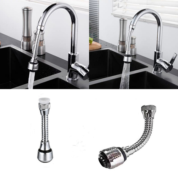 Nozzle Keran Air Portabel Dapat Berputar 360 Derajat Bahan Stainless Steel Untuk Dapur