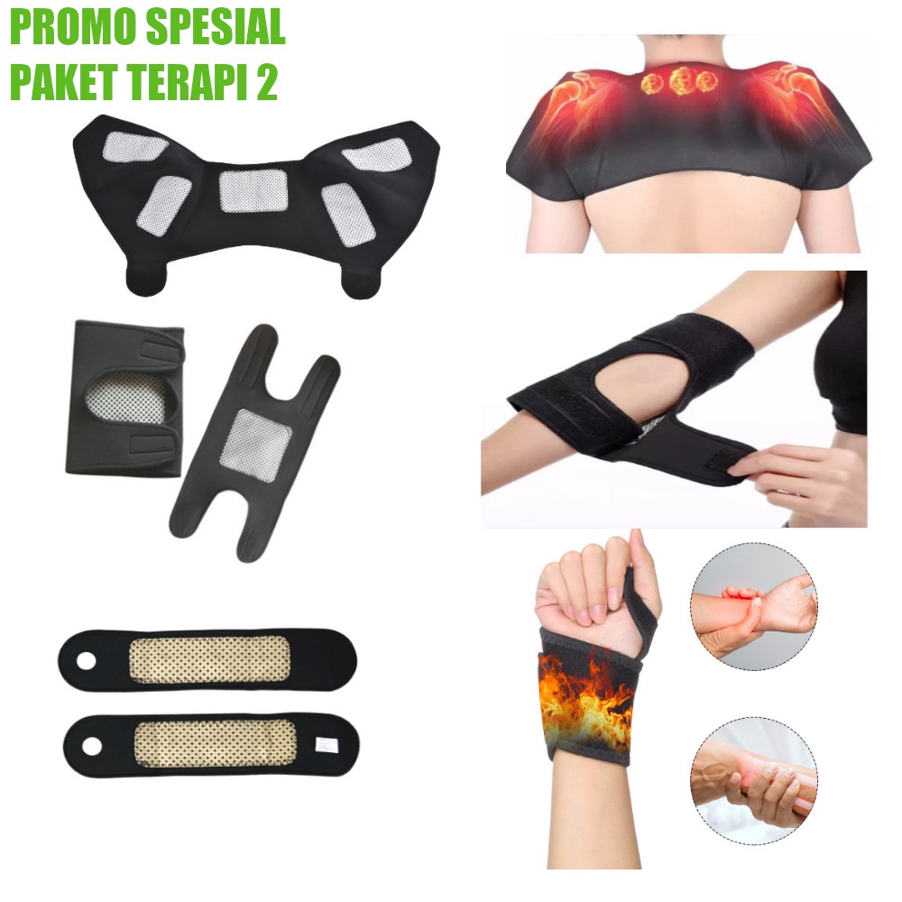 PROMO ORIGINAL PAKET 3 IN 1 Alat Terapi Magnetic Pundak Siku Pergelangan Tangan/ Sabuk Koyo Magnetic