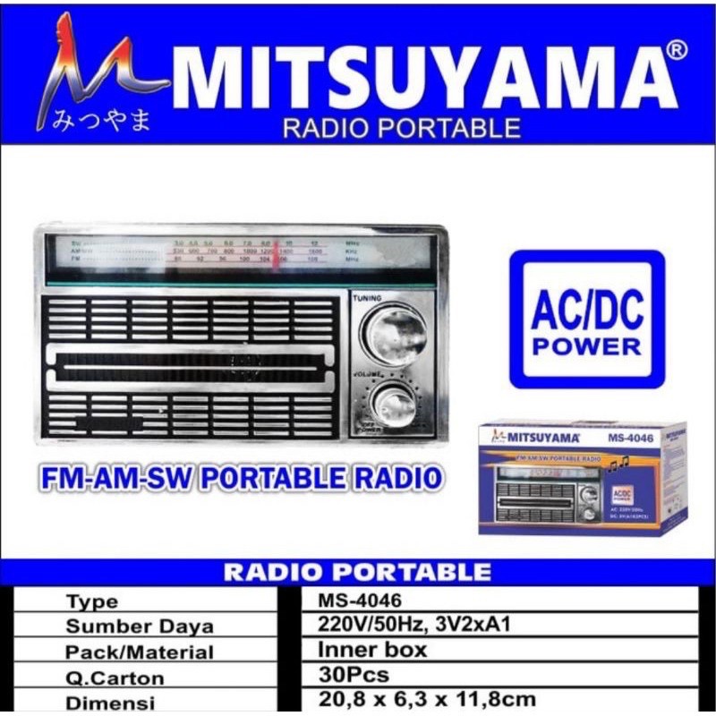 RADIO AC DC MITSUYAMA 4046 RADIO FM AM RADIO KLASIK JAMAN DULU