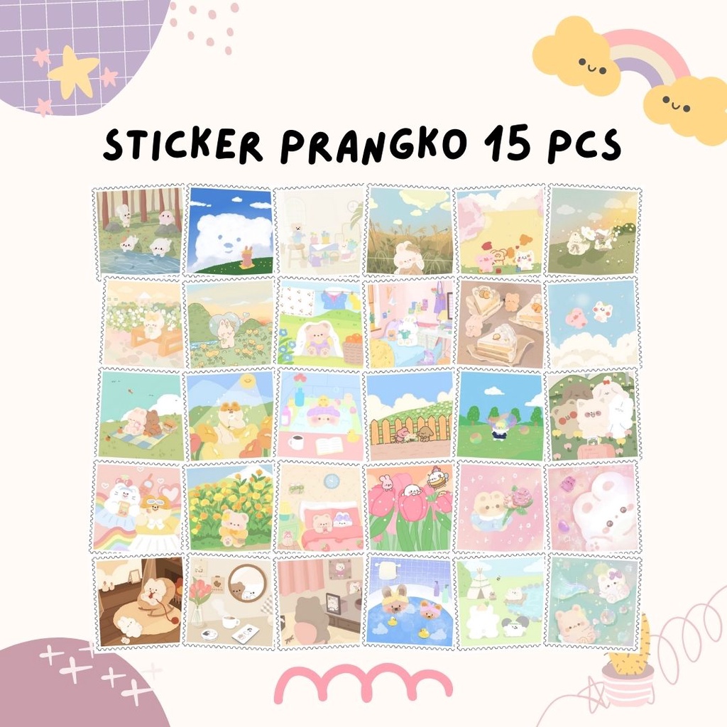 

(15 pcs) Sticker Scrapbook Cute korean Gaya Perangko by Aigo Kiyowo