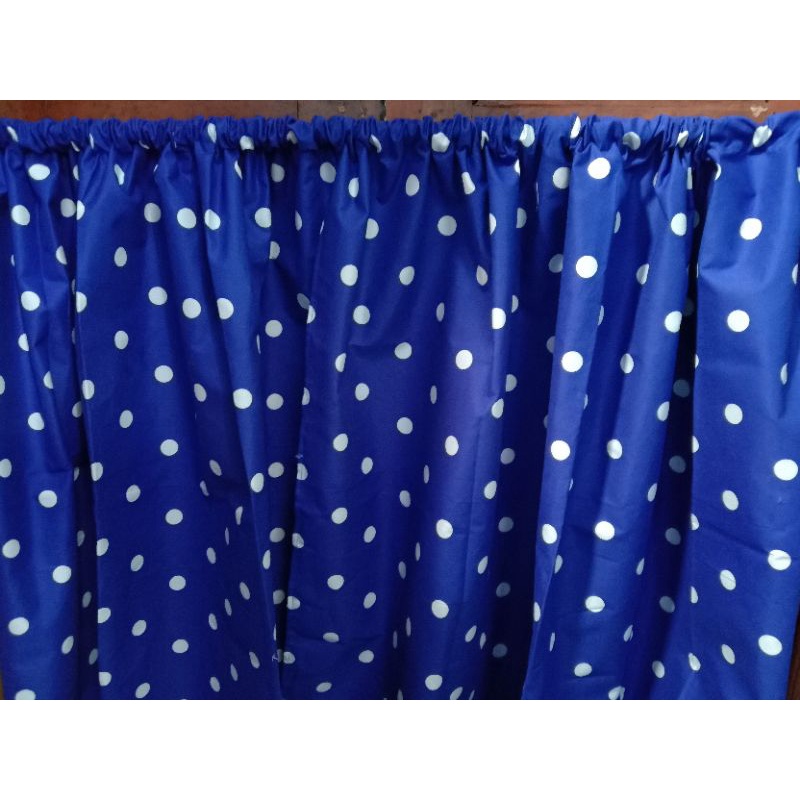 termurah gorden kolong dapur motif polkadot biru