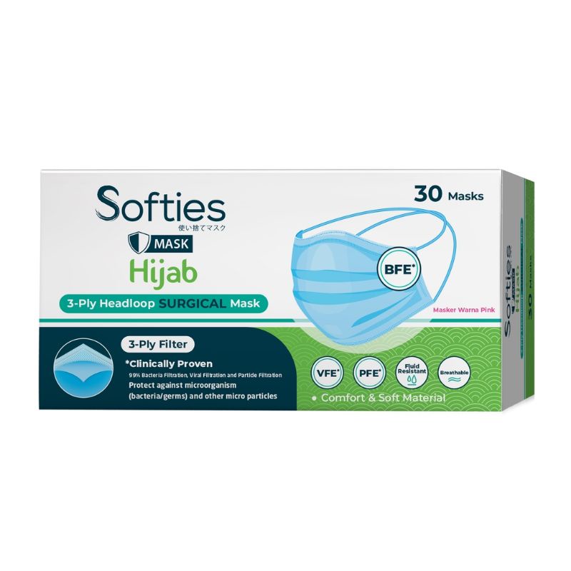 Softies surgical mas Headloop/hijab box isi 30pcs