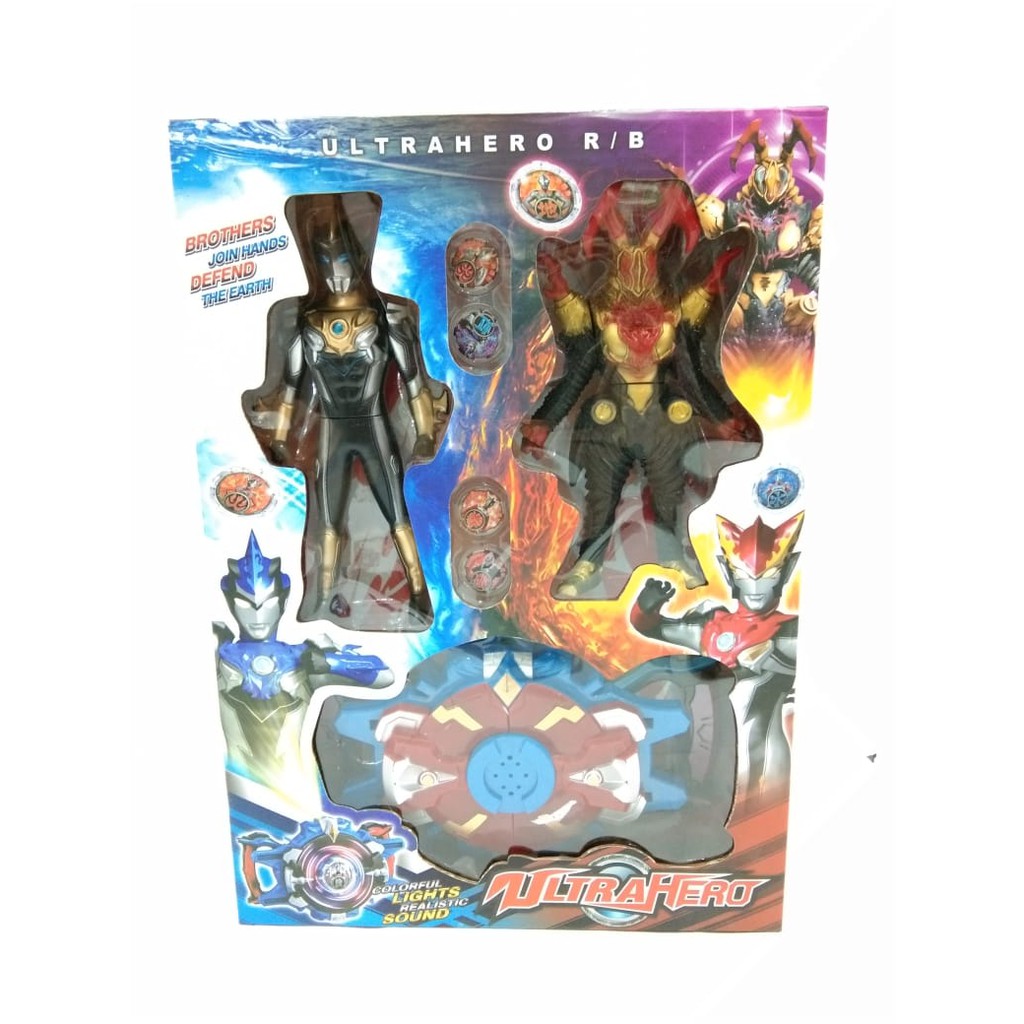 Mainan Anak robot Ultrahero 2pcs  - robot Ultraman B/O - F00015