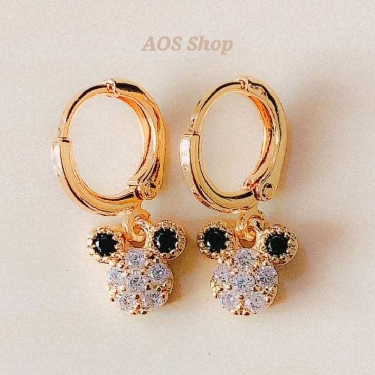 Anting Anak Micki Black Zirconia Gold