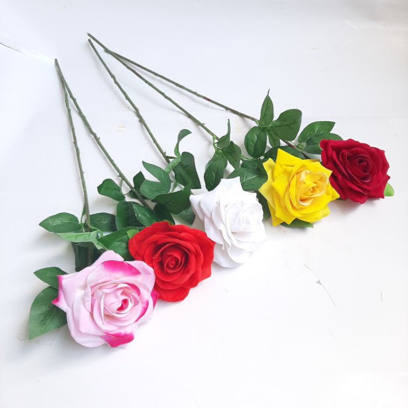 BUNGA MAWAR BLUDRU 1 KUNTUM/BUNGA MAWAR PALSU/BUNGA MAWAR TANGKAI PANJANG/BUNGA MAWAR BLUDRU PANJANG