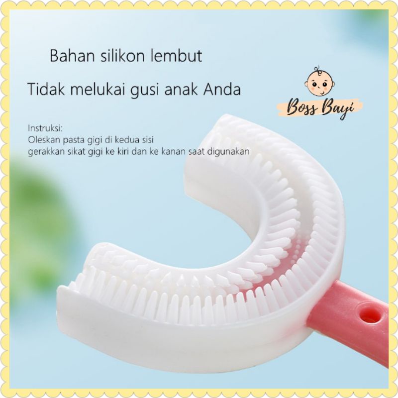 Sikat Gigi Anak Balita Bahan Silikon Bentuk U / Training Toothbrush U-Shape - Tooth Cleaning Mousse / Pasta Gigi Anak