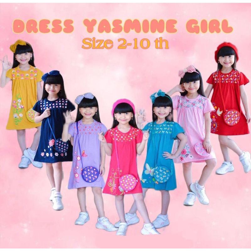 DRESS YASMINE GIRL BY TRILLOON ORIGINAL 1-10 TAHUN FREE TAS SELEMPANG PREMIUM / DRESS YASMIN GRATIS TAS SELEMPANG KANVAS / DRESS PREMIUM ANAK FREE TAS SELEMPANG