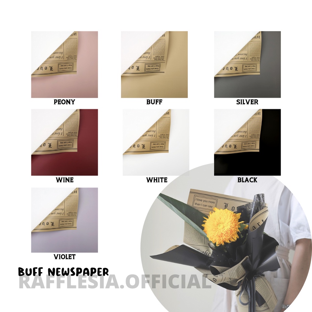 

[5 LEMBAR] BICOLOR BUFF NEWSPAPER CELLOPHANE (LEMBARAN; 58 x 58 cm) - Kertas Bunga Wrapping Paper