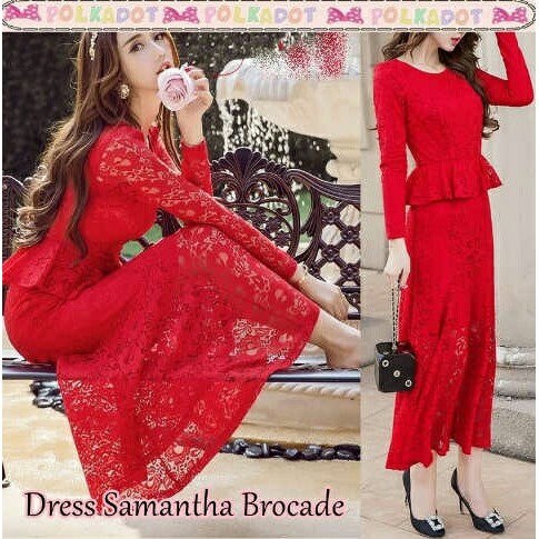 MAXI DRESS BROKAT GAUN PESTA KONDANGAN  Terusan