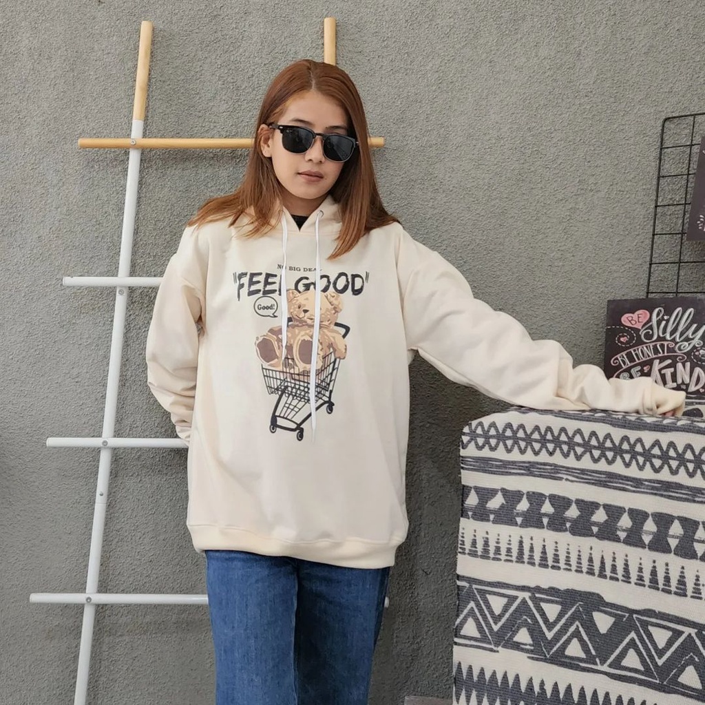 FEEL GOOD TEDDY Hoodie Sweater Oversize | Outerwear Pria Wanita Terbaru Fashion Terkini Korean Style