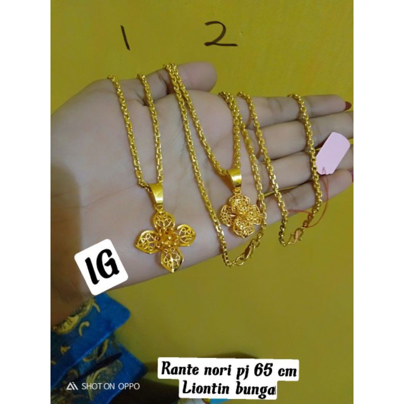 kalung nori 65 cm liontin bunga sepuhan