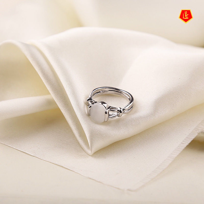 [Ready Stock]Women's 925 Silver Moonstone Ring Elegant Temperament