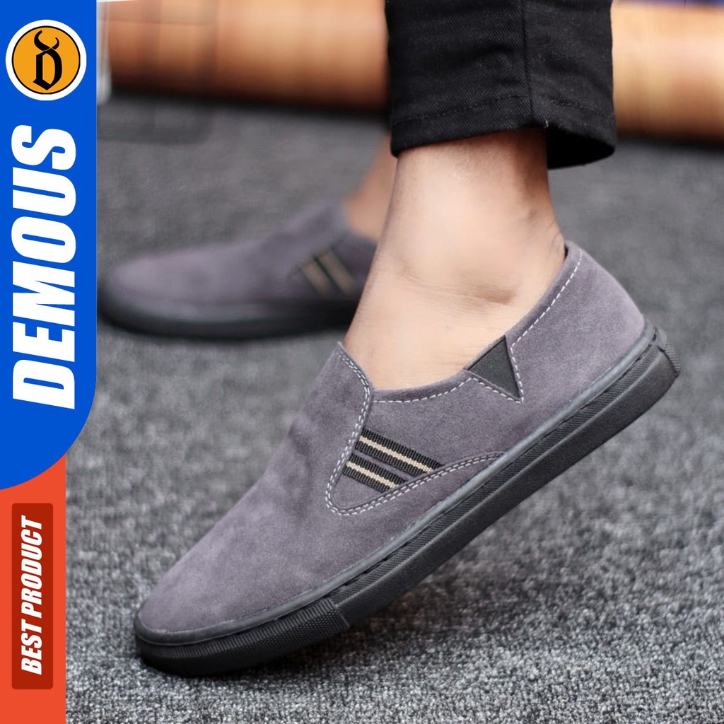 DEMOUS Ainz - Sepatu Slip On Pria Casual