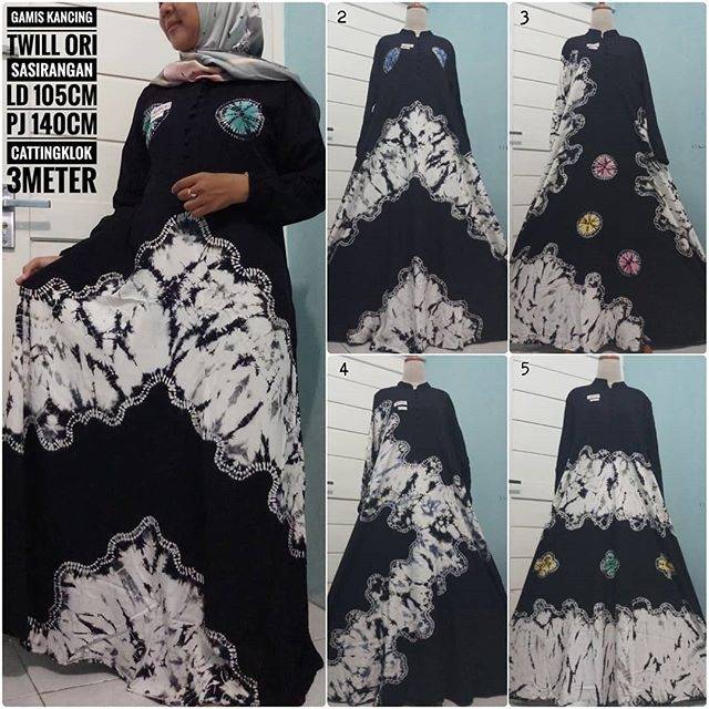 Gamis twill sasirangan gamis hitam putih