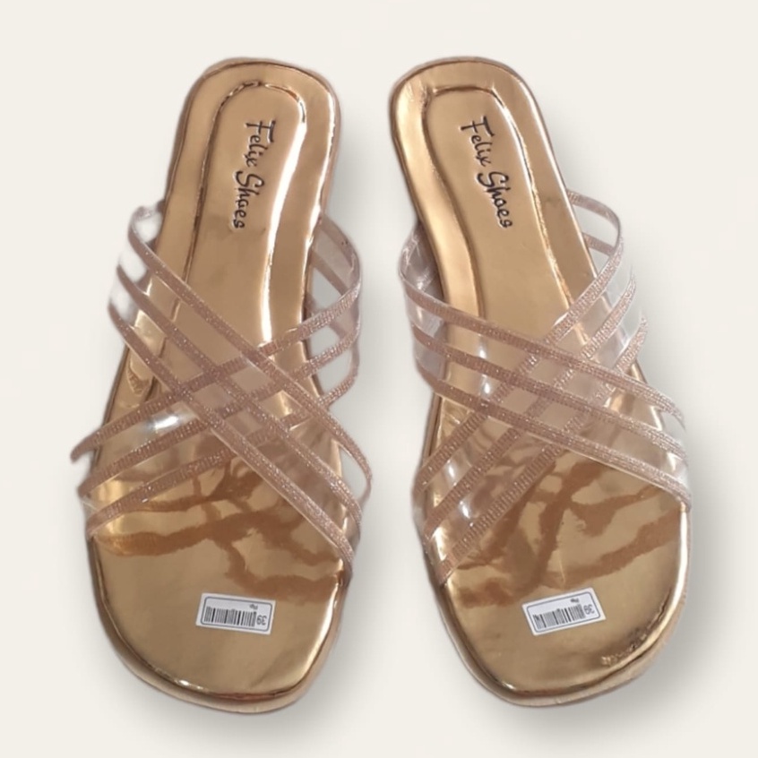 SANDAL TEPLEK WANITA GLOW GLOSSY SILANG FM-09