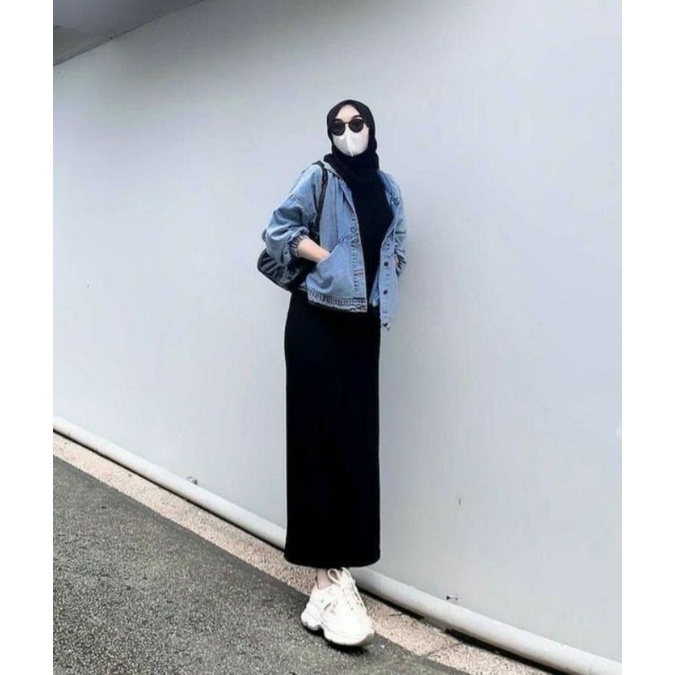 Long Dress Inner Dress Maxi Dress Slimfit Span Polos Panjang Bisa COD-0