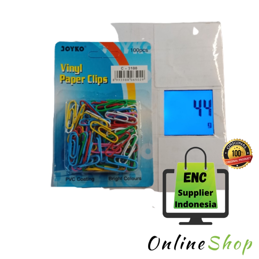 

100 buah Paper Clip / Klip / Penjepit Kertas Joyko C-3100 klip kertas warna - enc.sup