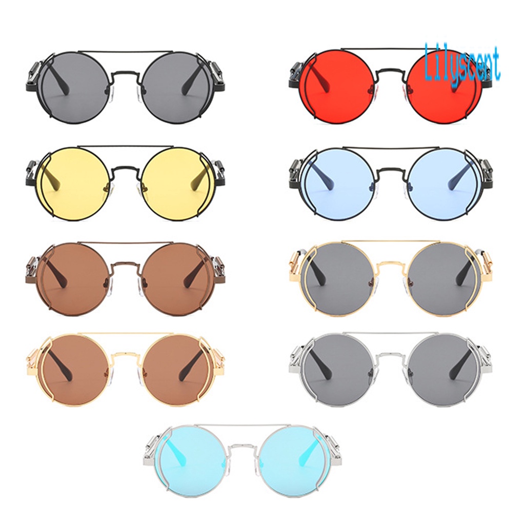 Lily Kacamata Frame Metal Bulat Gaya Retro Vintage Cyberpunk Untuk Pria / Wanita