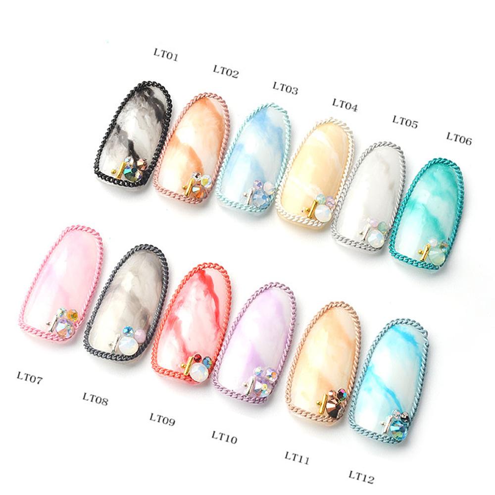 AUGUSTINA Agustina Nail Art Rantai Logam 12warna 50cm Manicure Dekorasi Bahan Metal Alloy Ultra Fine Zipper